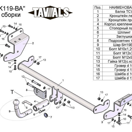 ТСУ для KIA CEED SW (JD)  2012-... (С БЫСТРОСЪЕМНЫМ ШАРОМ)