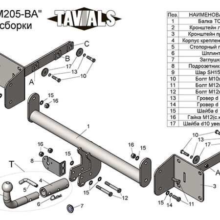ТСУ для MERCEDES M CLASS (W164) 2005-2011/ MERСEDES GLS (W166) 2016 - г.в. (С БЫСТРОСЪЕМНЫМ ШАРОМ)