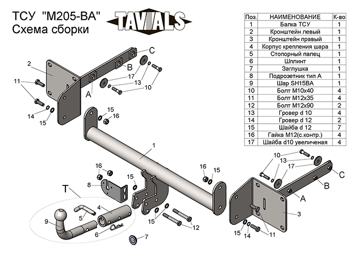ТСУ для MERCEDES M CLASS (W164) 2005-2011/ MERСEDES GLS (W166) 2016 - г.в. (С БЫСТРОСЪЕМНЫМ ШАРОМ)
