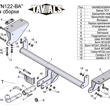 ТСУ для NISSAN X-TRAIL 3 (T32) 2014 - ... (С БЫСТРОСЪЕМНЫМ ШАРОМ)