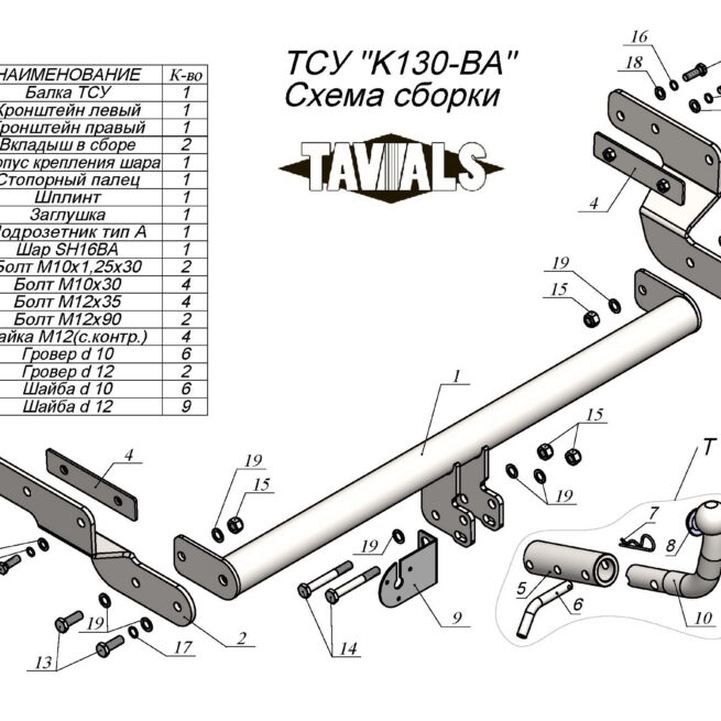 ТСУ для KIA CEED (хэтчбек) 2018 – ... (С БЫСТРОСЪЕМНЫМ ШАРОМ)