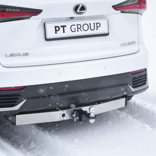 Фаркоп с накладкой из нерж. LEXUS NX с 2014 - съемный квадрат