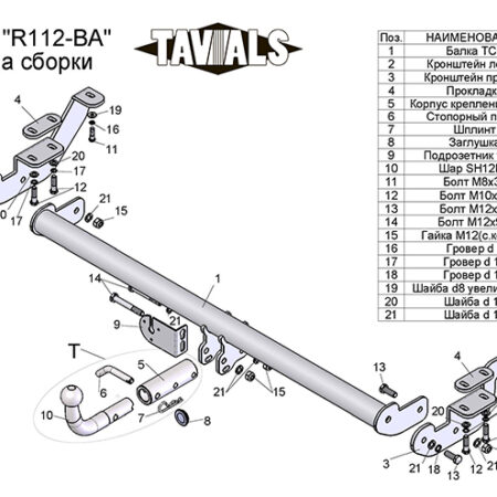 ТСУ для RENAULT KANGOO 2 (2008-2013) (С БЫСТРОСЪЕМНЫМ ШАРОМ)