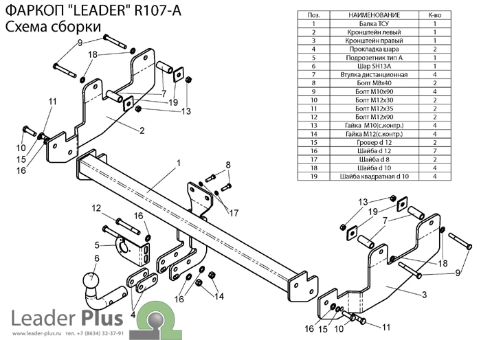 ТСУ для RENAULT SANDERO (B90) 2009-2014