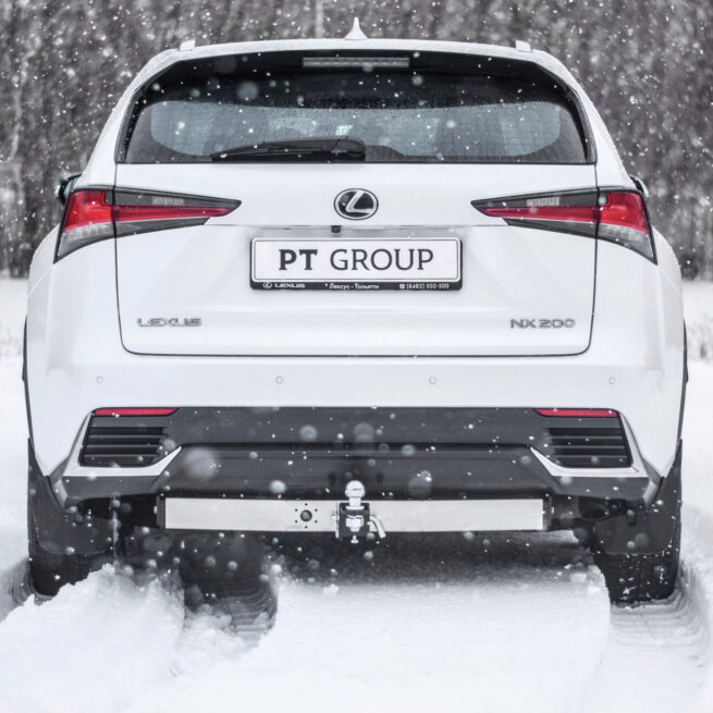 Фаркоп с накладкой из нерж. LEXUS NX с 2014 - съемный квадрат