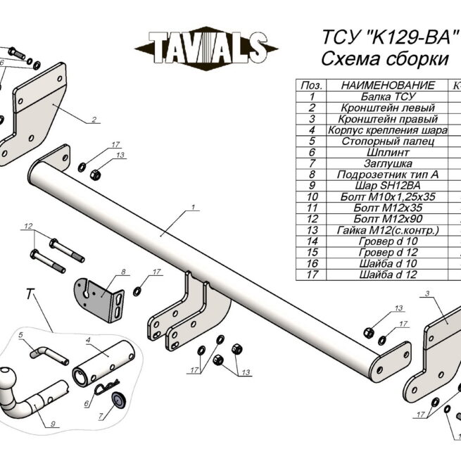ТСУ для KIA SOUL III (SK)  2019 — ...г.в. (С БЫСТРОСЪЕМНЫМ ШАРОМ)