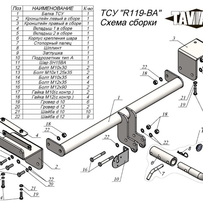 ТСУ для RENAULT KOLEOS 2008 - 2016 г. в.(С БЫСТРОСЪЕМНЫМ ШАРОМ)