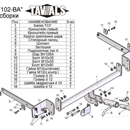 ТСУ для FORD FOCUS 2  3 (DB3) / (DYB) (седан)  2004 - 2011 / 2010 - …  (С БЫСТРОСЪЕМНЫМ ШАРОМ)